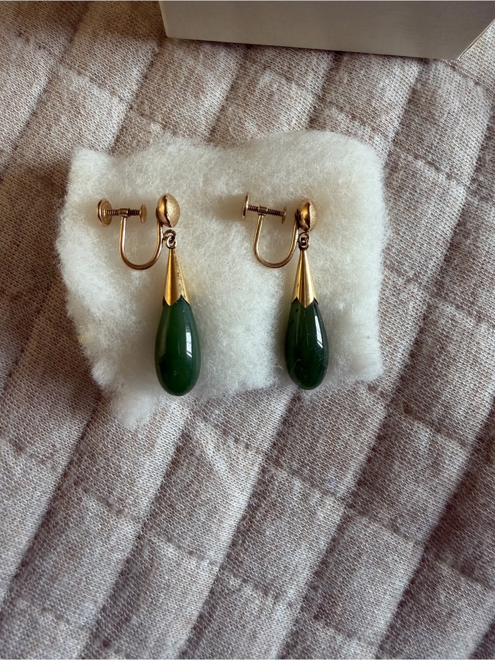 14k Gold-Tone Green Teardrop Clip-On Earrings